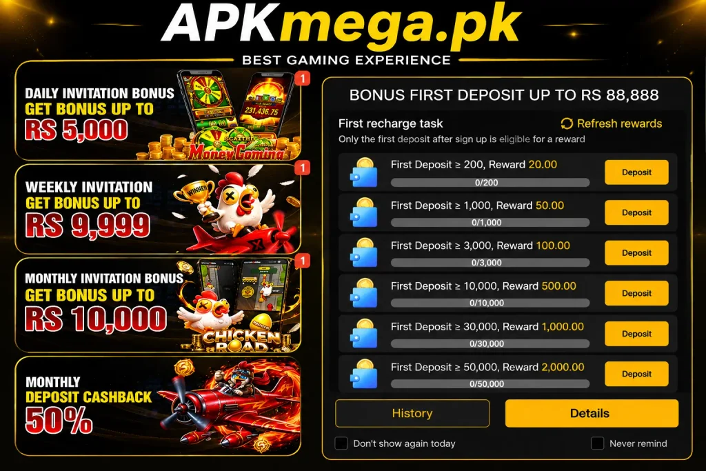 188pkr APK bonuses and rewards