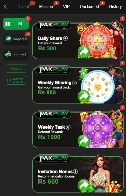 Pak play rewards