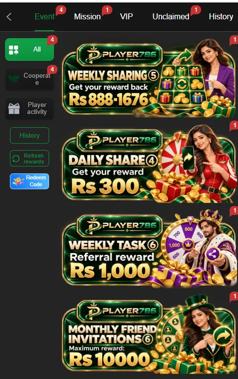 Player 786 Bonuses